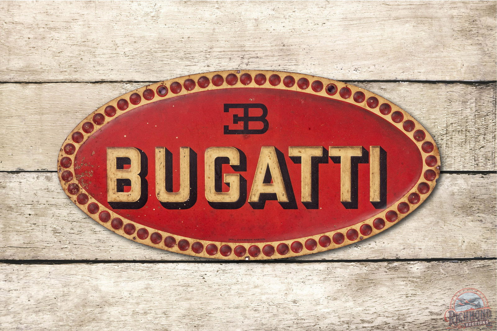 Bugatti Embossed Single Sided Tin Sign TAC 7.5 (1 of 3)