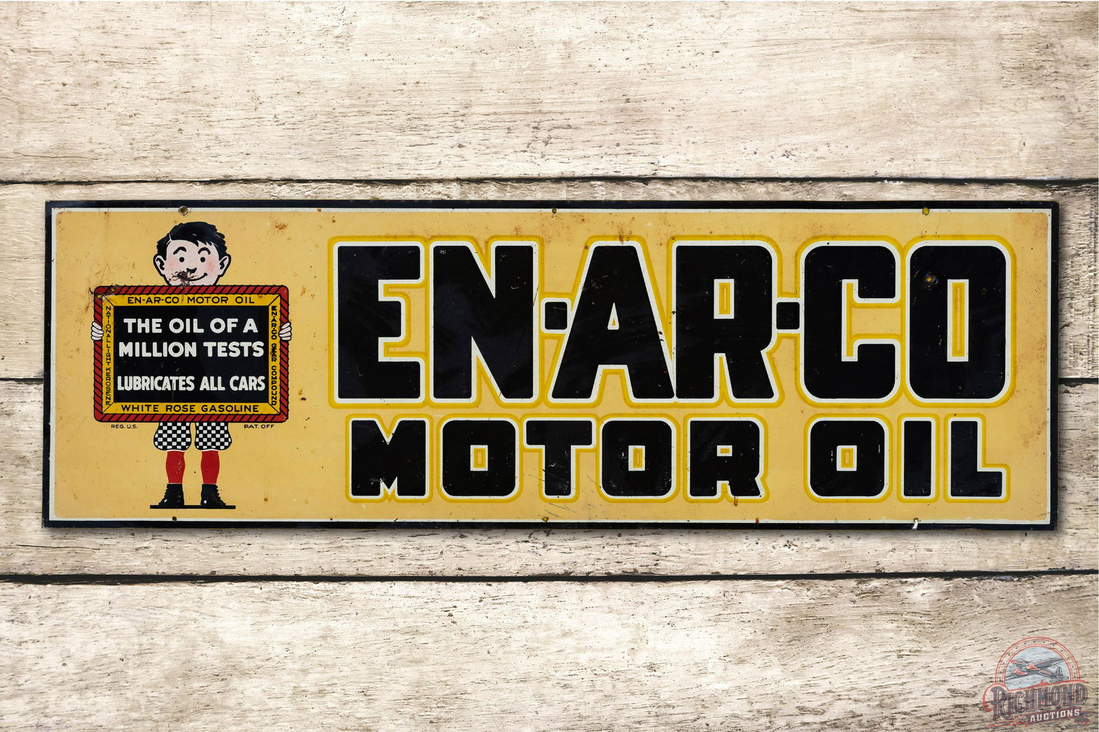 En-Ar-Co Motor Oil w/ Slate Logo Metal Sign TAC 7.25 (1 of 3)