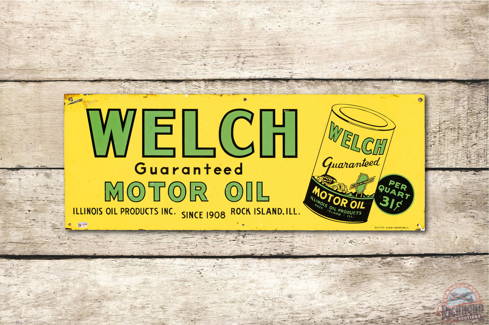 Welch Motor Oil & Quart Logo Tin Sign TAC 8.75 (1 of 3)