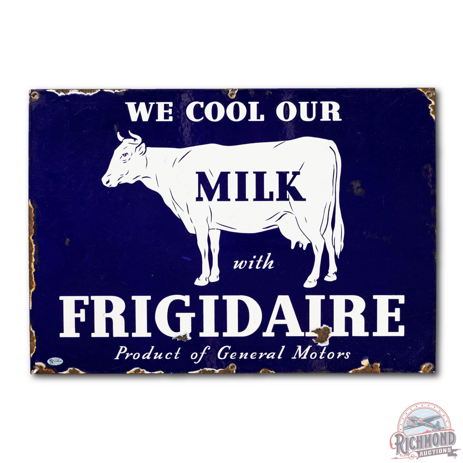 Cool Our Milk Frigidaire General Motors Porcelain Sign (1 of 2)