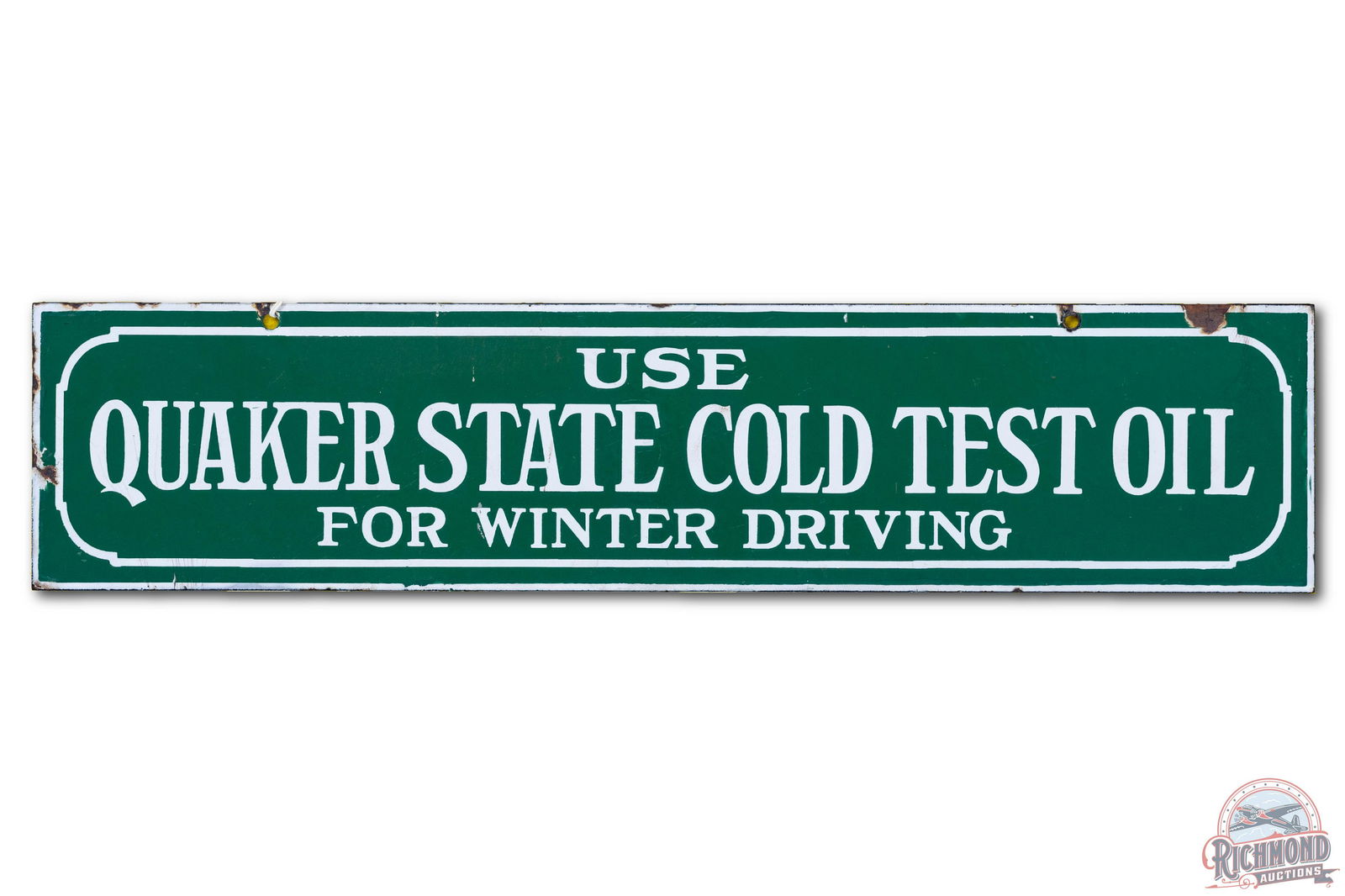 Quaker State Cold Test Oil Porcelain Sign (1 of 2)