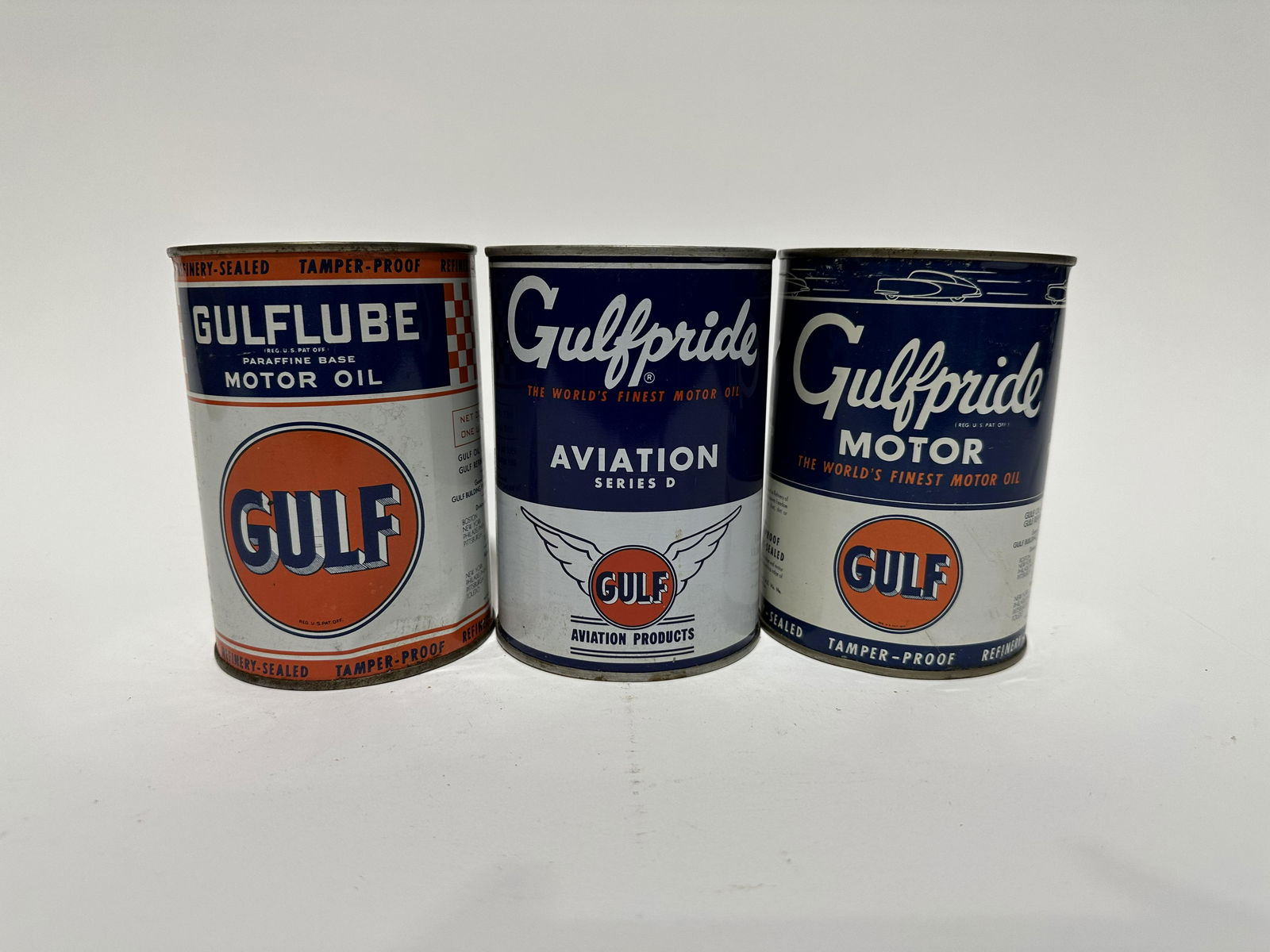 Group of 3 Gulf Motor Oil Quart Cans (1 of 3)