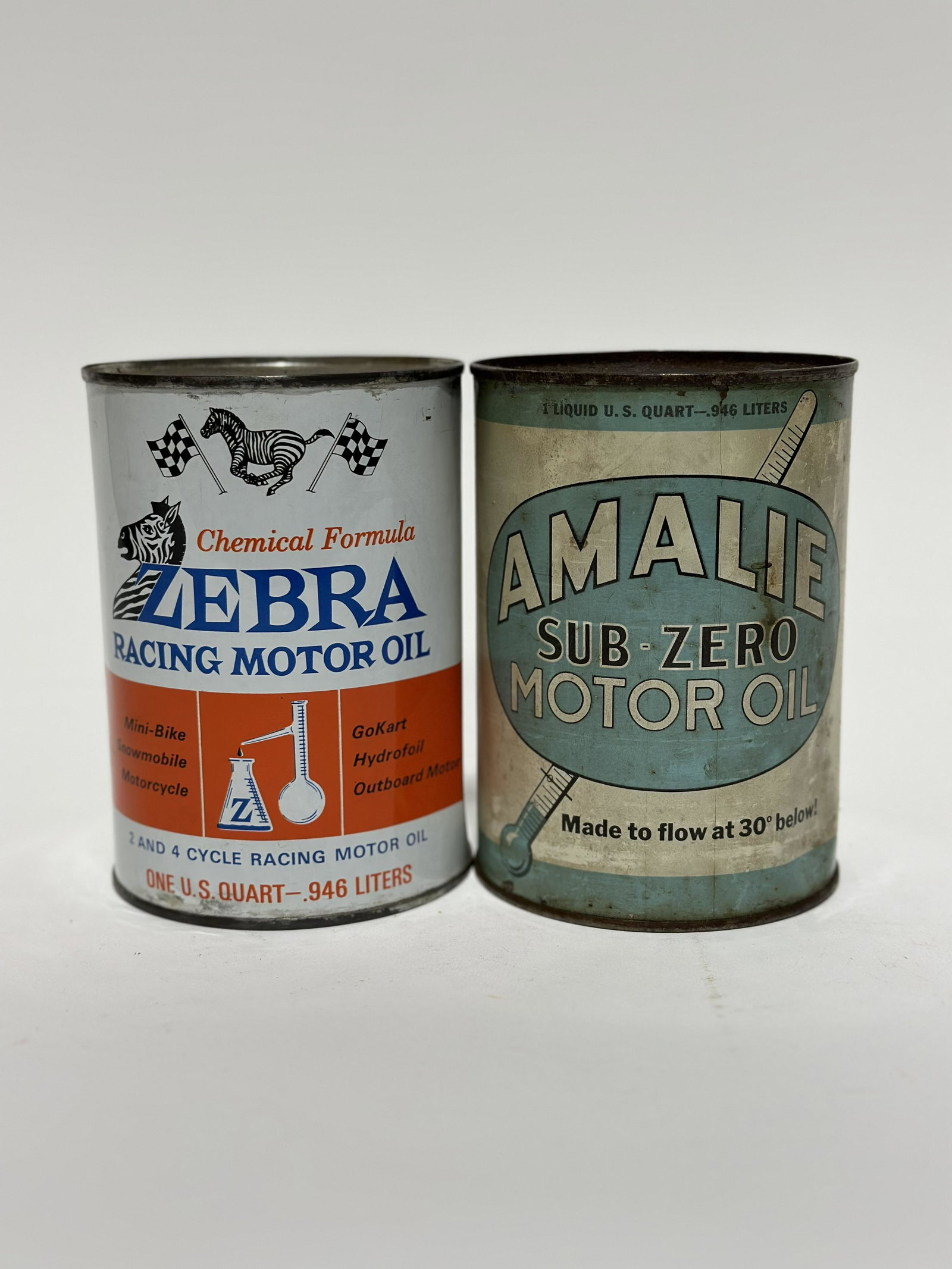 Amalie Sub Zero & Zebra Racing Motor Oil Quart Cans (1 of 3)