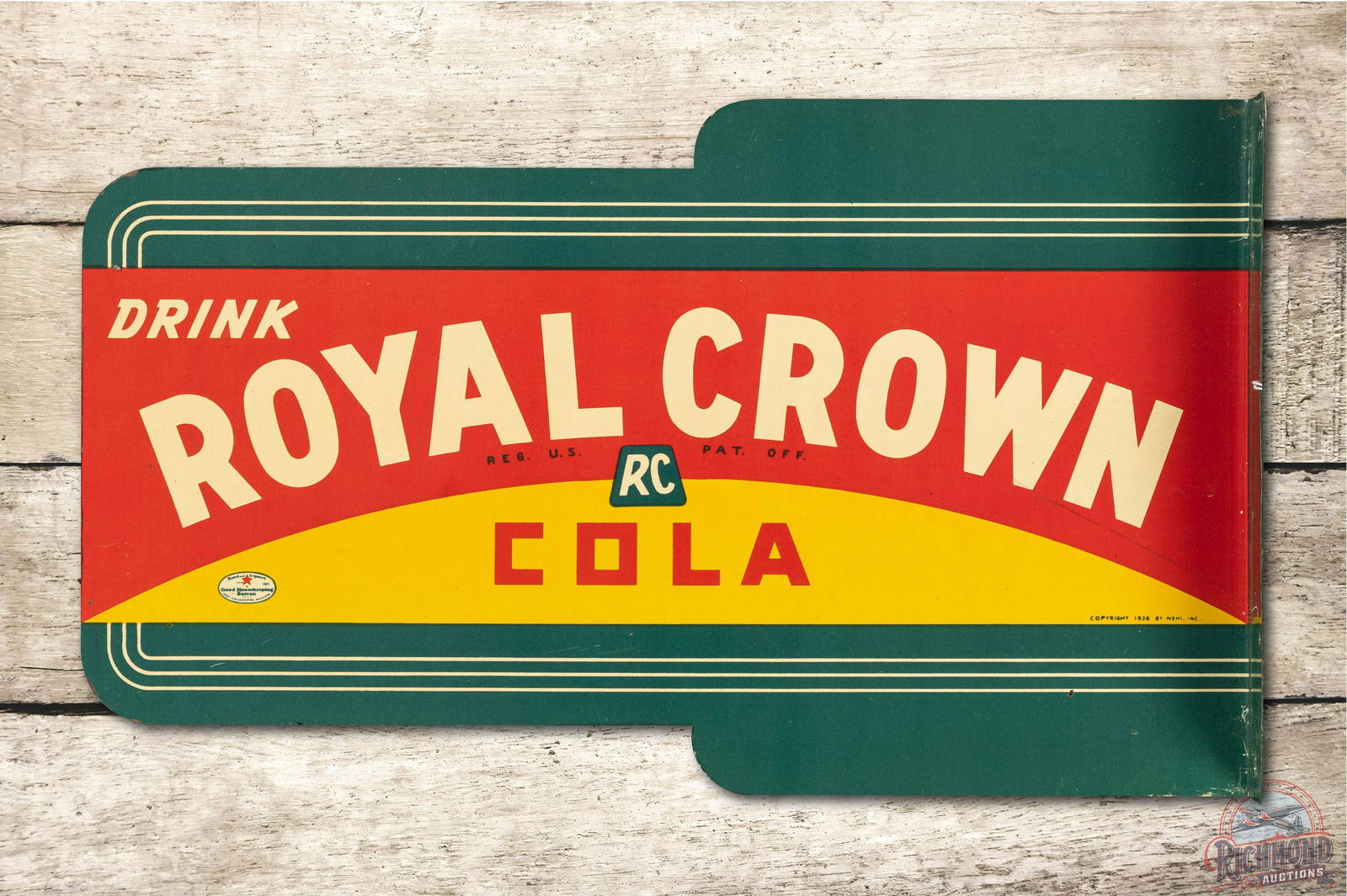 Drink Royal Crown Rc Cola Tin Flange Sign Auction