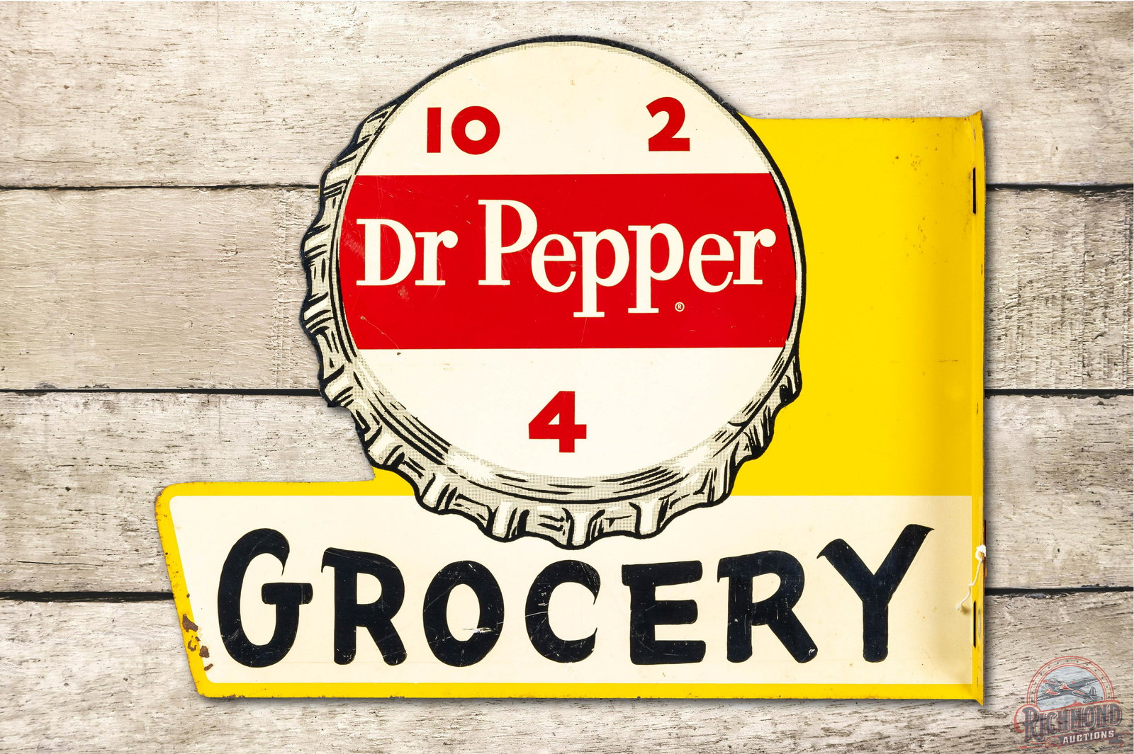 1959 Dr. Pepper 10-2-4 Grocery Tin Flange Sign (1 of 4)