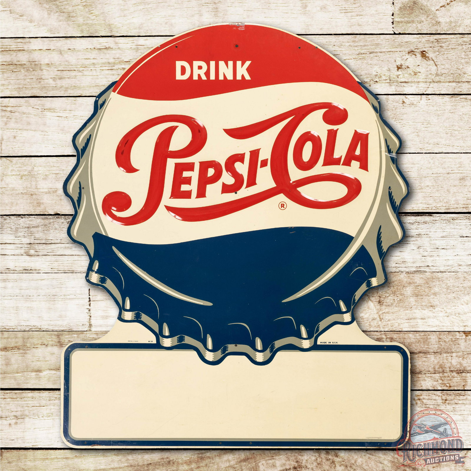 4' Drink Pepsi Cola Embossed Tin Sign & Privilege Panel (1 of 3)