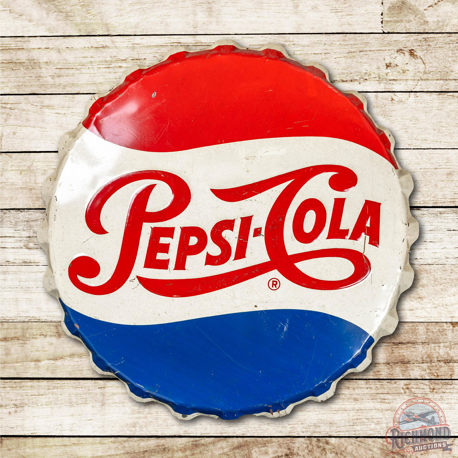 3' Pepsi Cola Die Cut Embossed Bottle Cap Tin Sign (1 of 3)