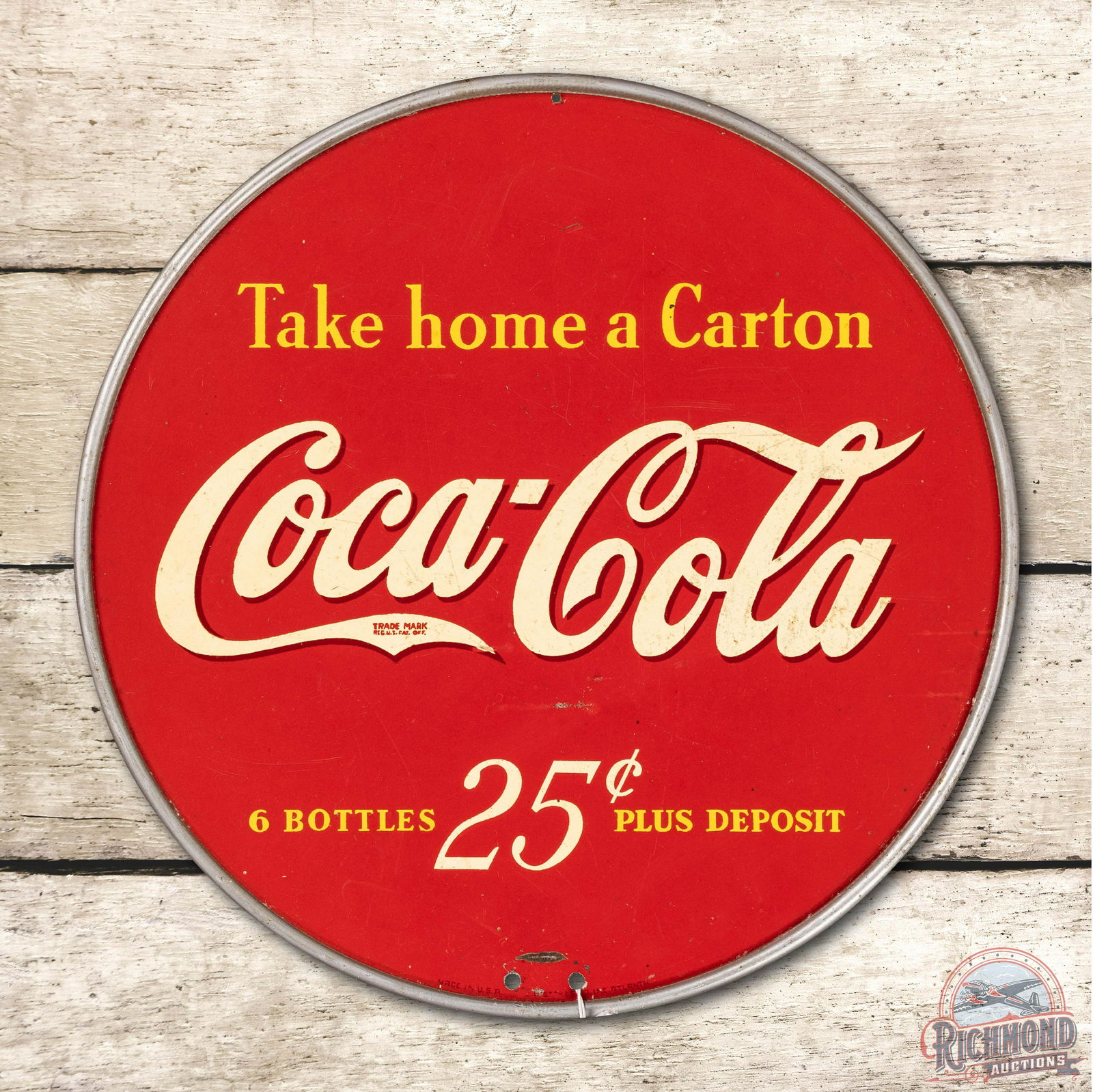 Take Home A Carton Coca Cola 6 Bottle 25c Tin Rack Sign (1 of 3)
