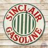 30" Sinclair Gasoline w/ Stripes Double Sided Porcelain Sign