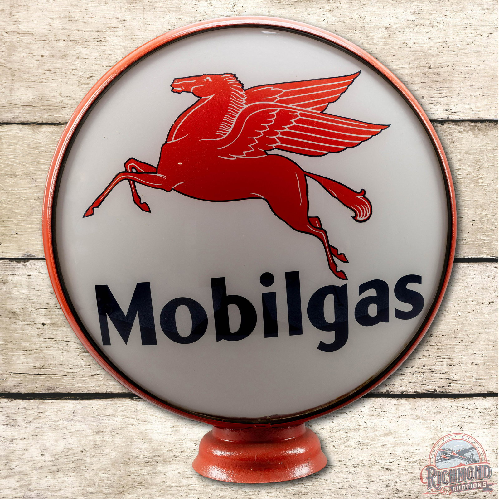 Complete 16.5" Mobilgas w/ Pegasus Gas Pump Globe & Metal Body (1 of 5)