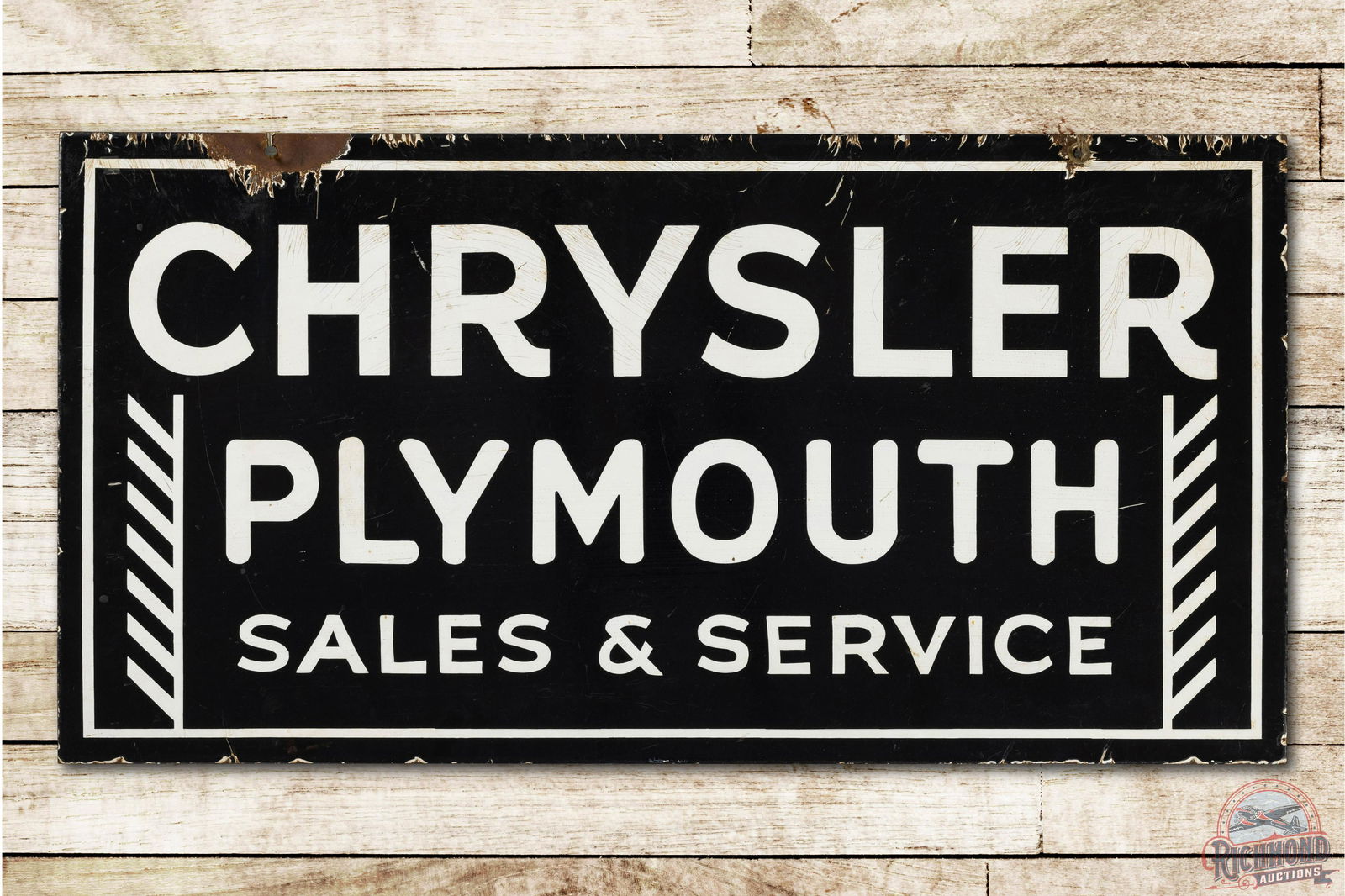Chrysler Plymouth Sales & Service Porcelain Sign (1 of 3)