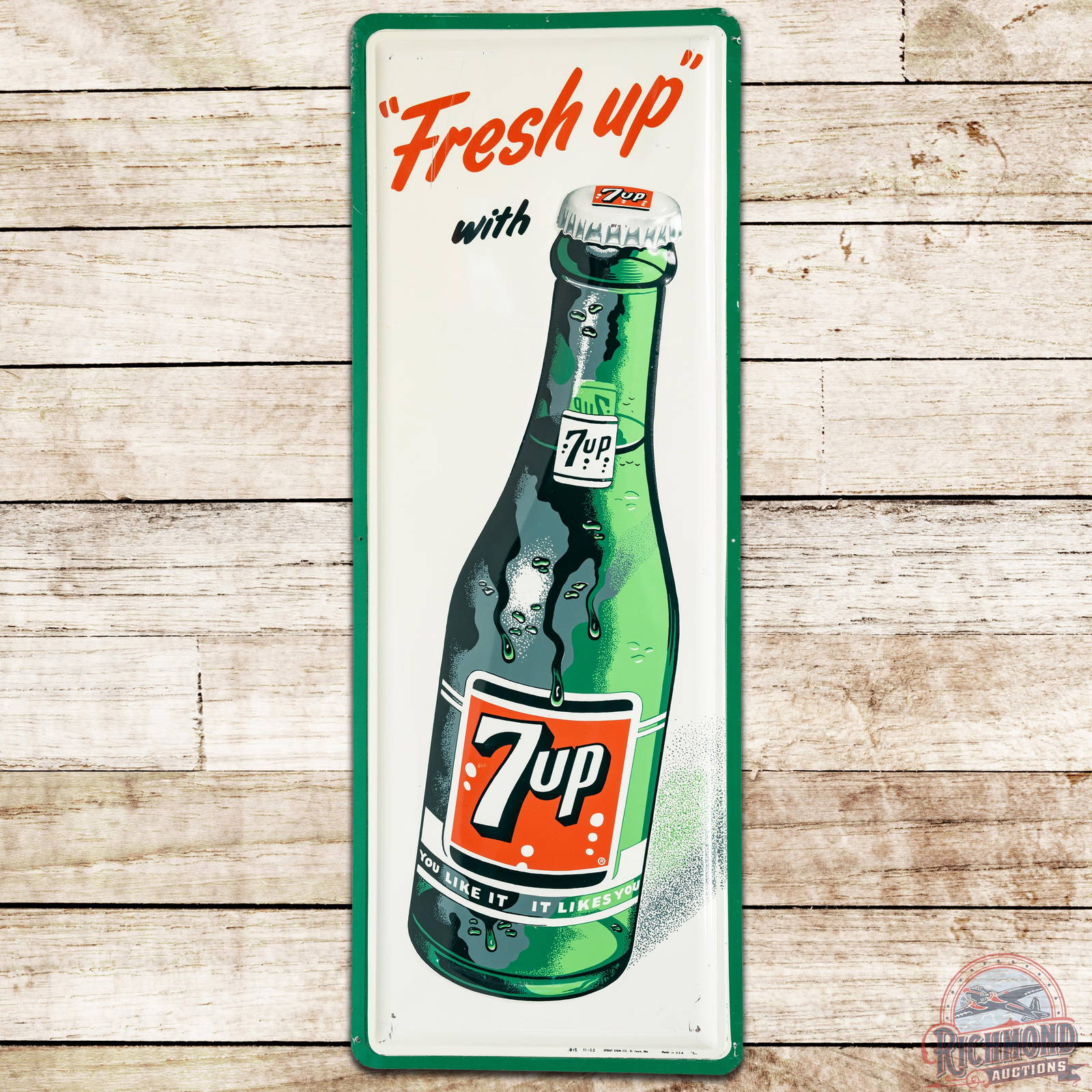 1962 Fresh Up With Seven Up Sst Sign 8 25 Auction 1962-fresh-up-with-seven-up-sst-sign-8-25-auction