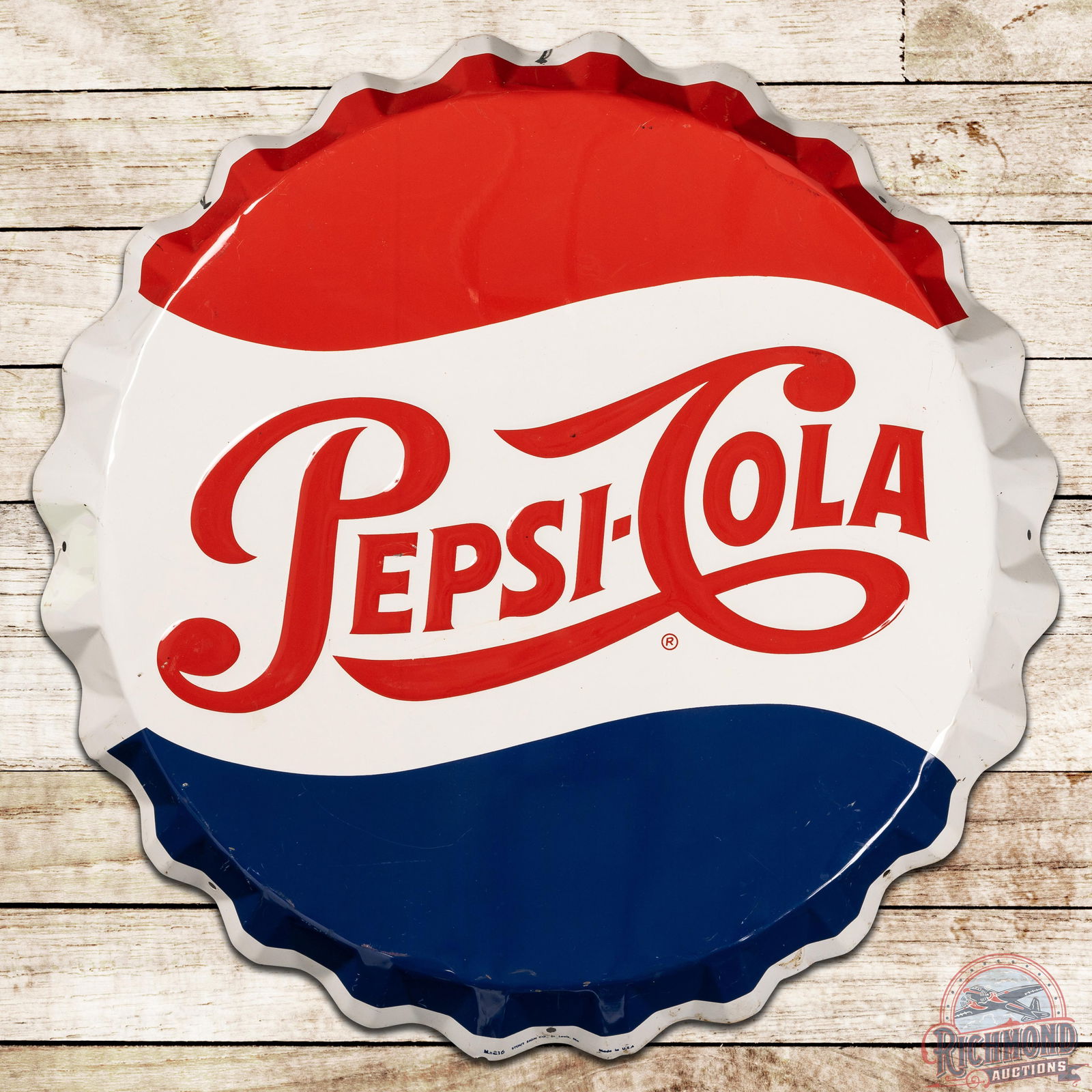28" Pepsi Cola Embossed SST Bottle Cap Sign - 8.75 (1 of 3)