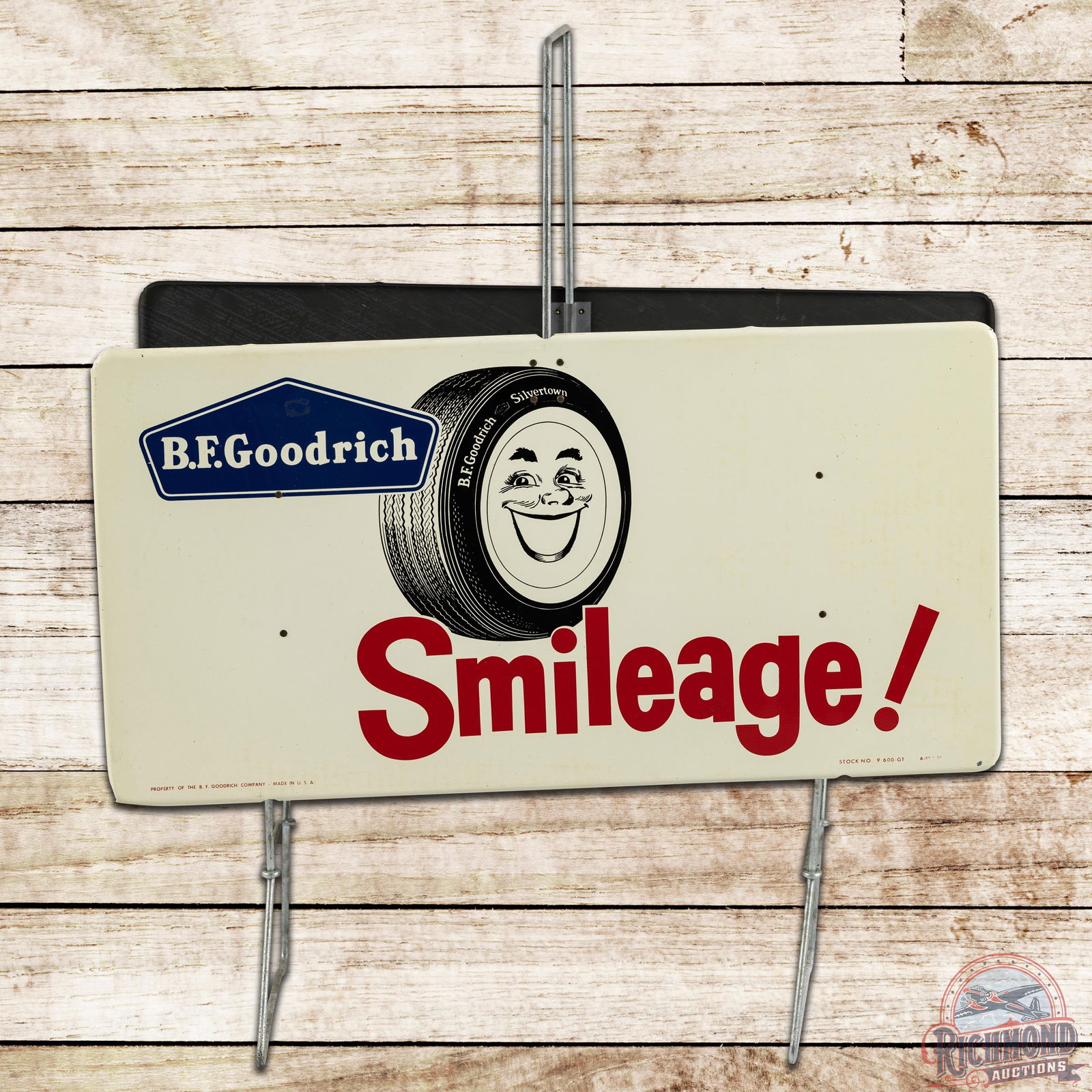1959 Bf Goodrich Tire Rack Display W/ Smileage! Logo (large) 9 & 8.5