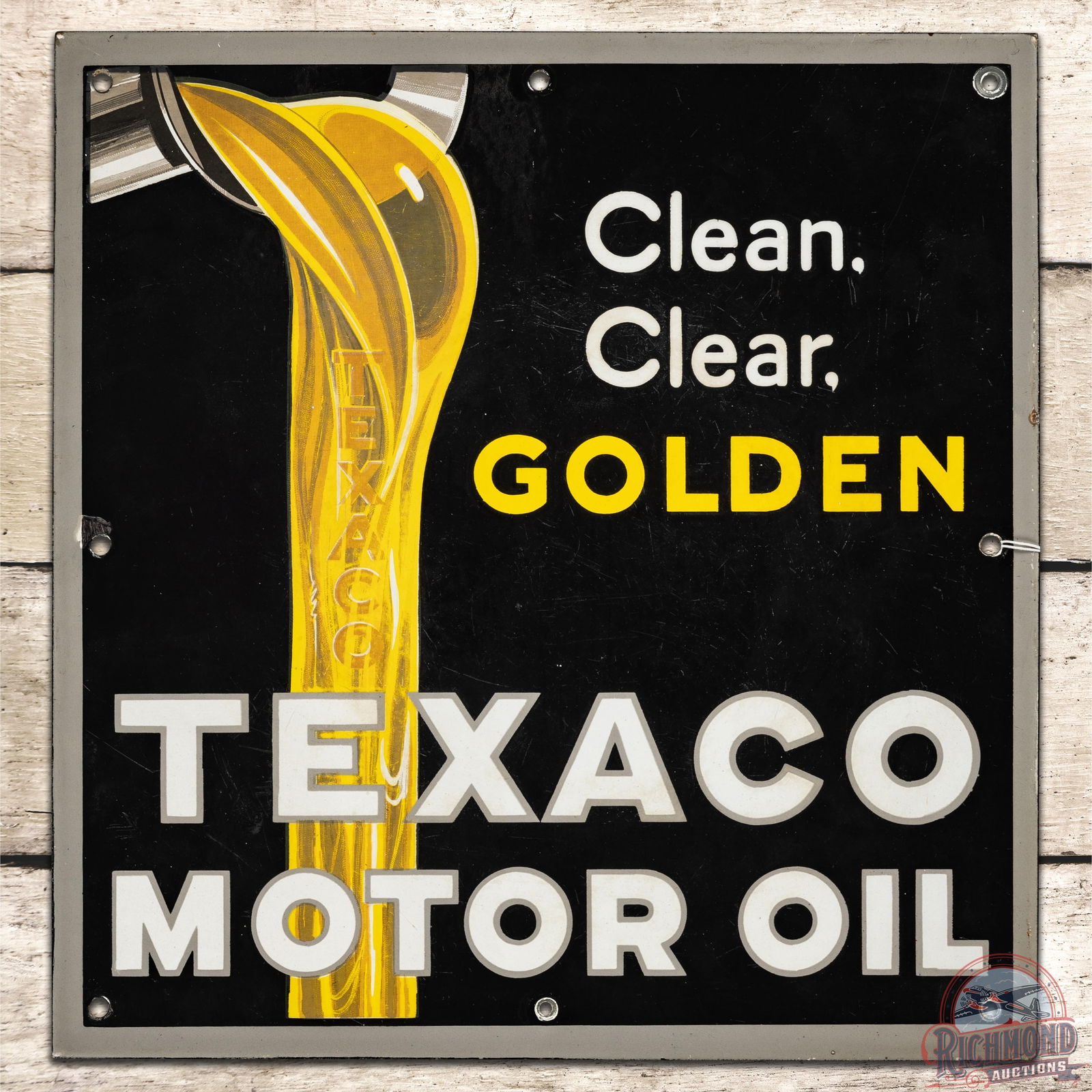 16" Texaco "Clean, Clear, Golden" Motor Oil SSP Sign - 8.5 (1 of 3)