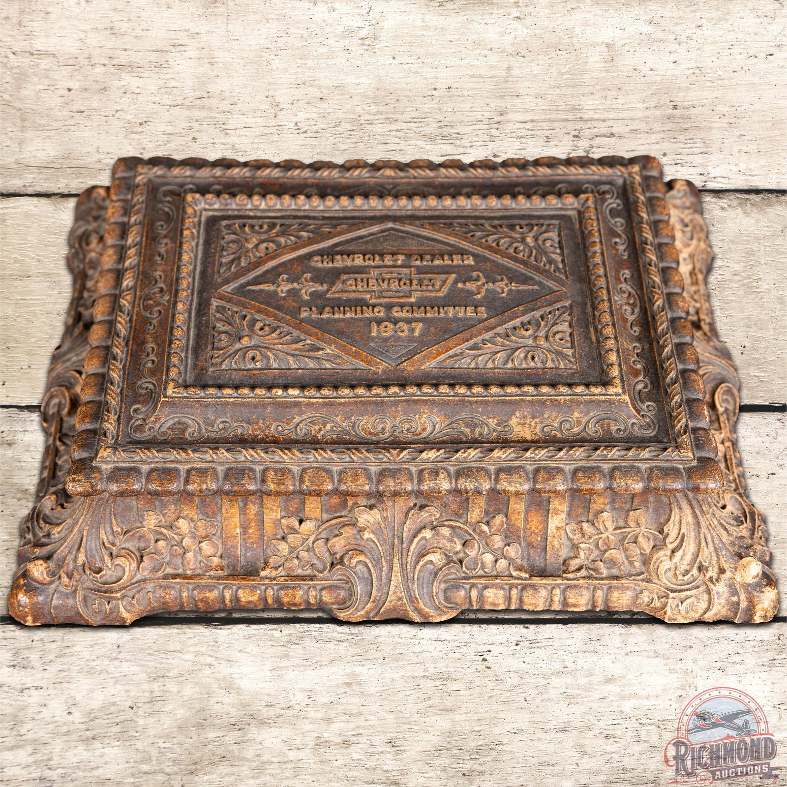 1937 Chevrolet Dealer Planning Committee Wooden Presentation Box - 8.5 (1 of 5)