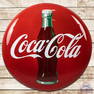 NOS 48" Coca Cola SSP Button Sign w/ Bottle - 9.5