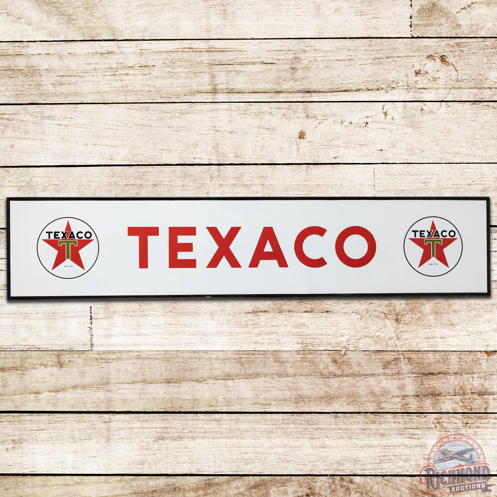 1957 Texaco White T Horizontal Ssp Sign W/ Dual Logo 9 Auction