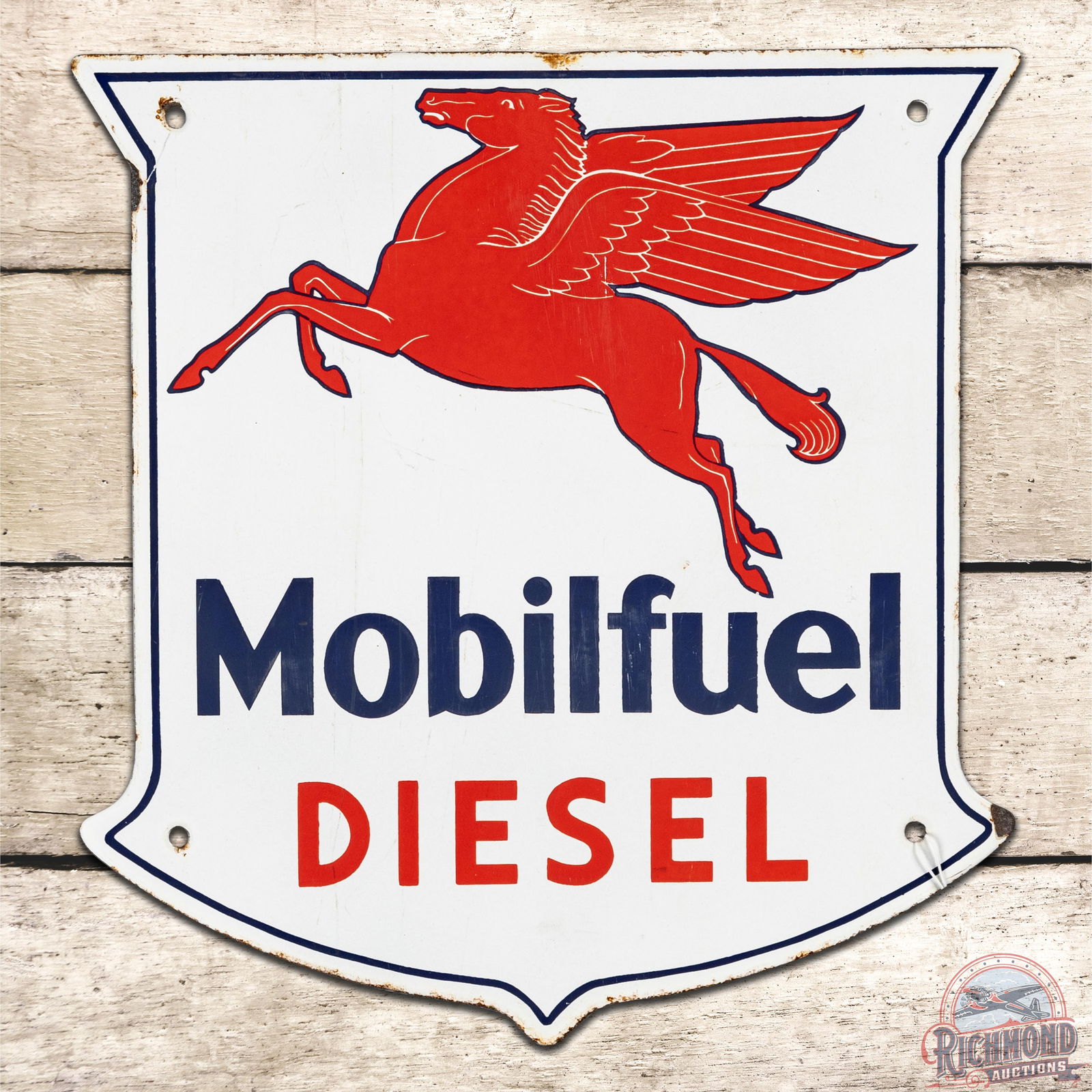 13" Mobilfuel Diesel SSP Pump Plate Sign w/ Pegasus - 8.25 (1 of 3)