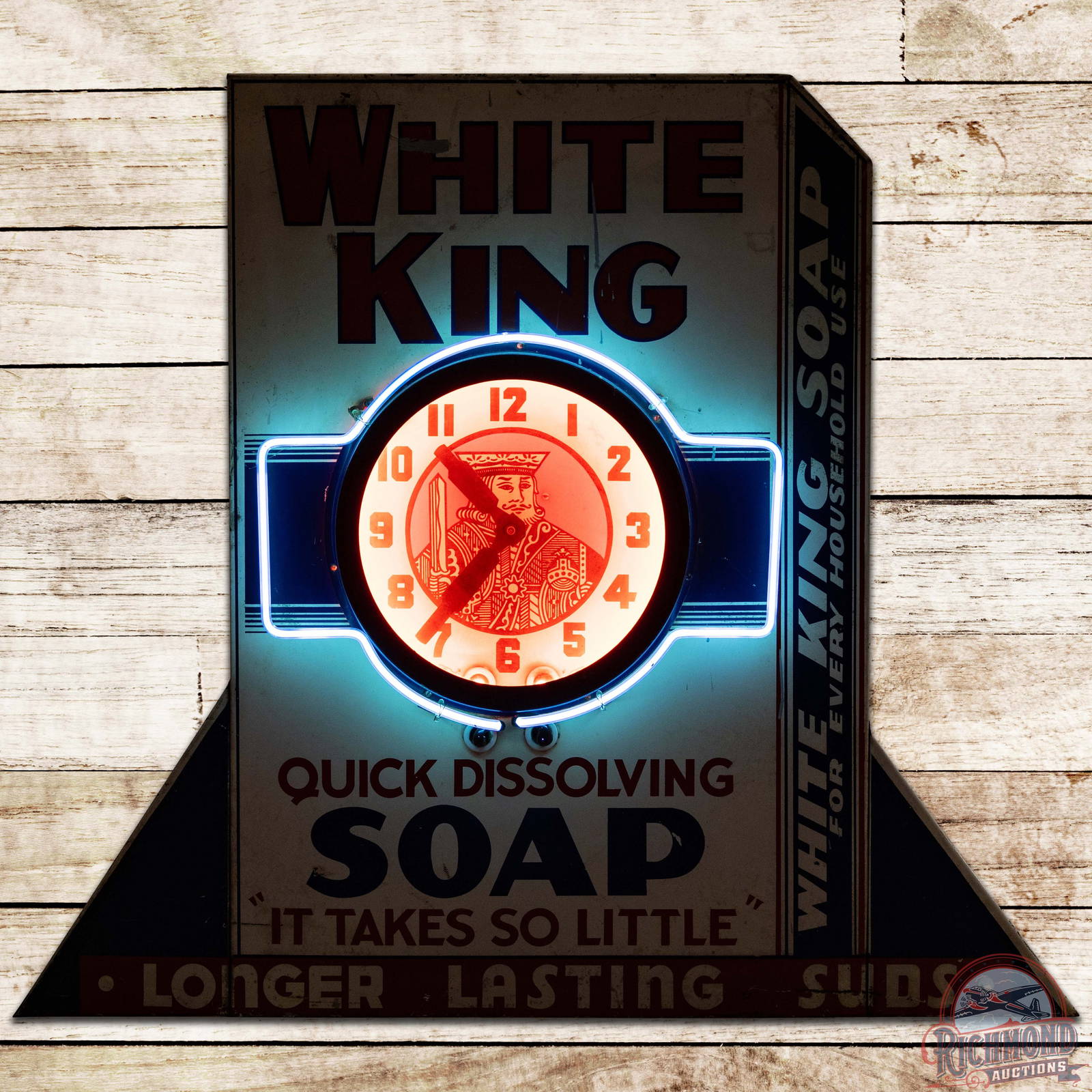White King Soap Sst Neon Sign W/ Clock Auction