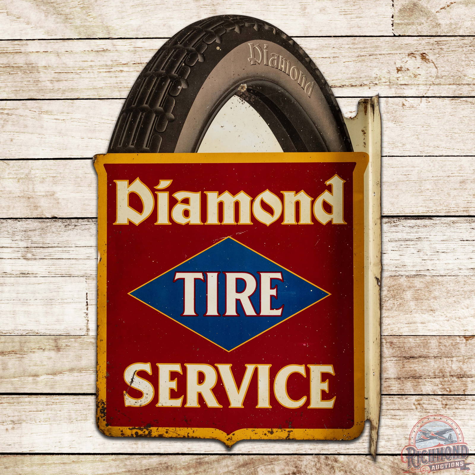 Diamond Tire Service Dst Die Cut Flange Sign Auction