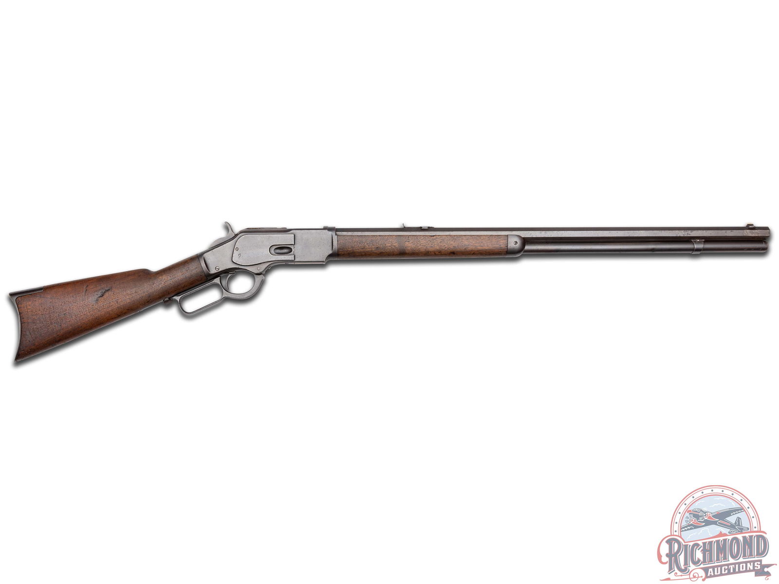 1889 Winchester Model 1873 Lever Action .38-40 WCF Octagon Barrel Rifle: Manufactured in 1889, classifying it as an antique. Features a 24" octagon barrel and full length magazine tube. Top of the barrel is stamped "WINCHESTER'S REPEATING ARMS NEW HAVEN CONN. U.S.A./-KING'