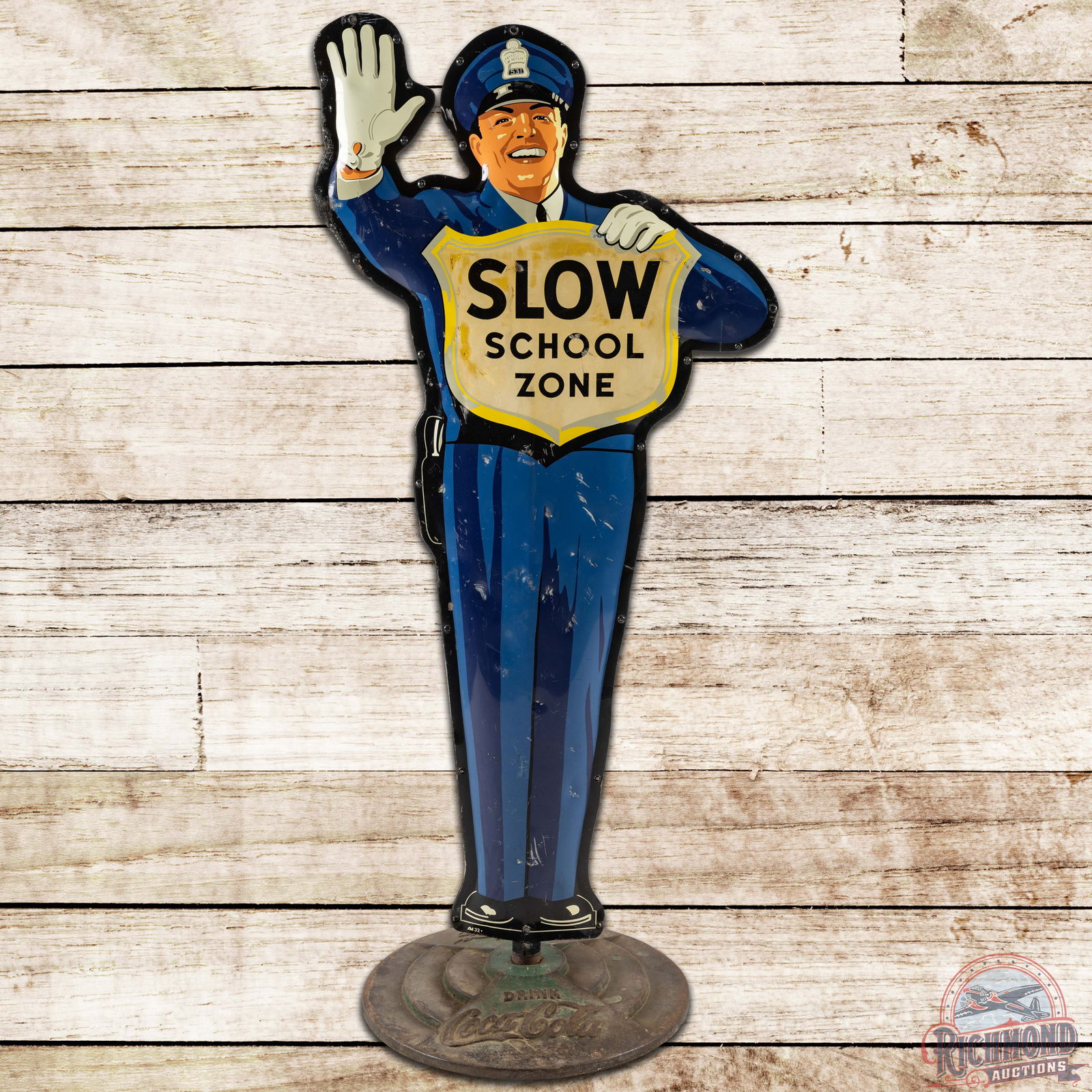 Coca Cola Slow School Zone Policeman Resume Speed DST Curb Sign (1 of 3)