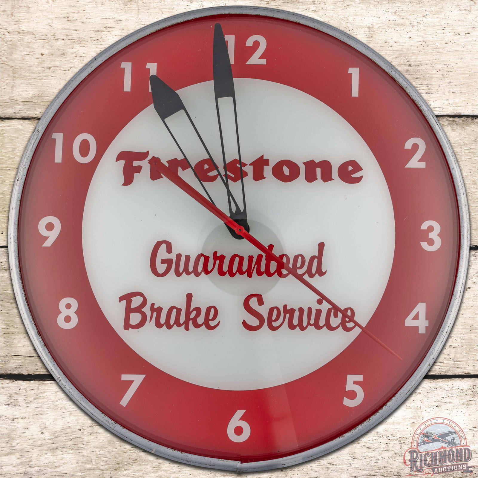 Firestone Brake Service 15" Pam Lighted Advertising Clock Auction
