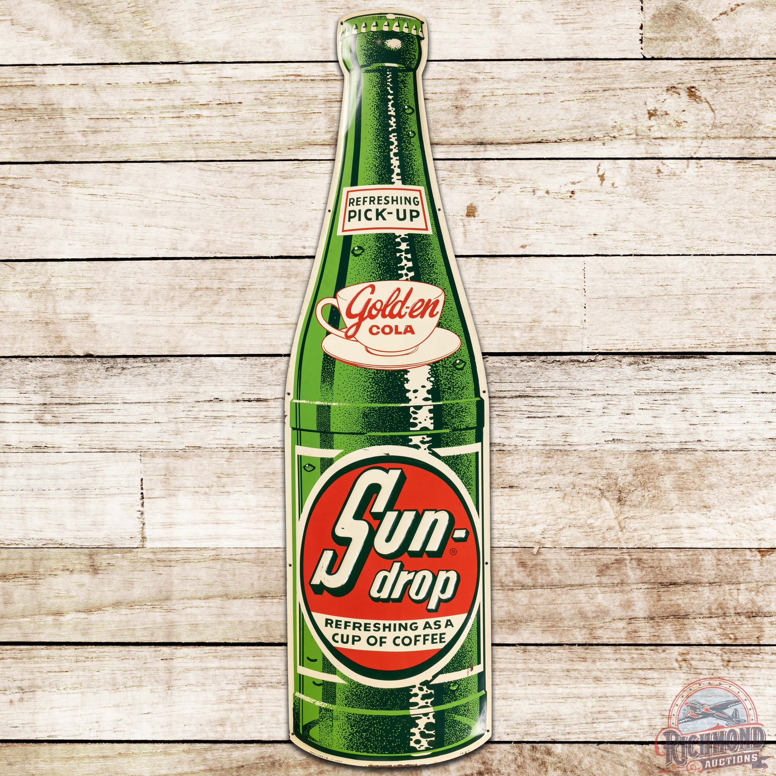 Sundrop Golden Cola Die Cut Embossed Convex SST Bottle Sign (1 of 3)