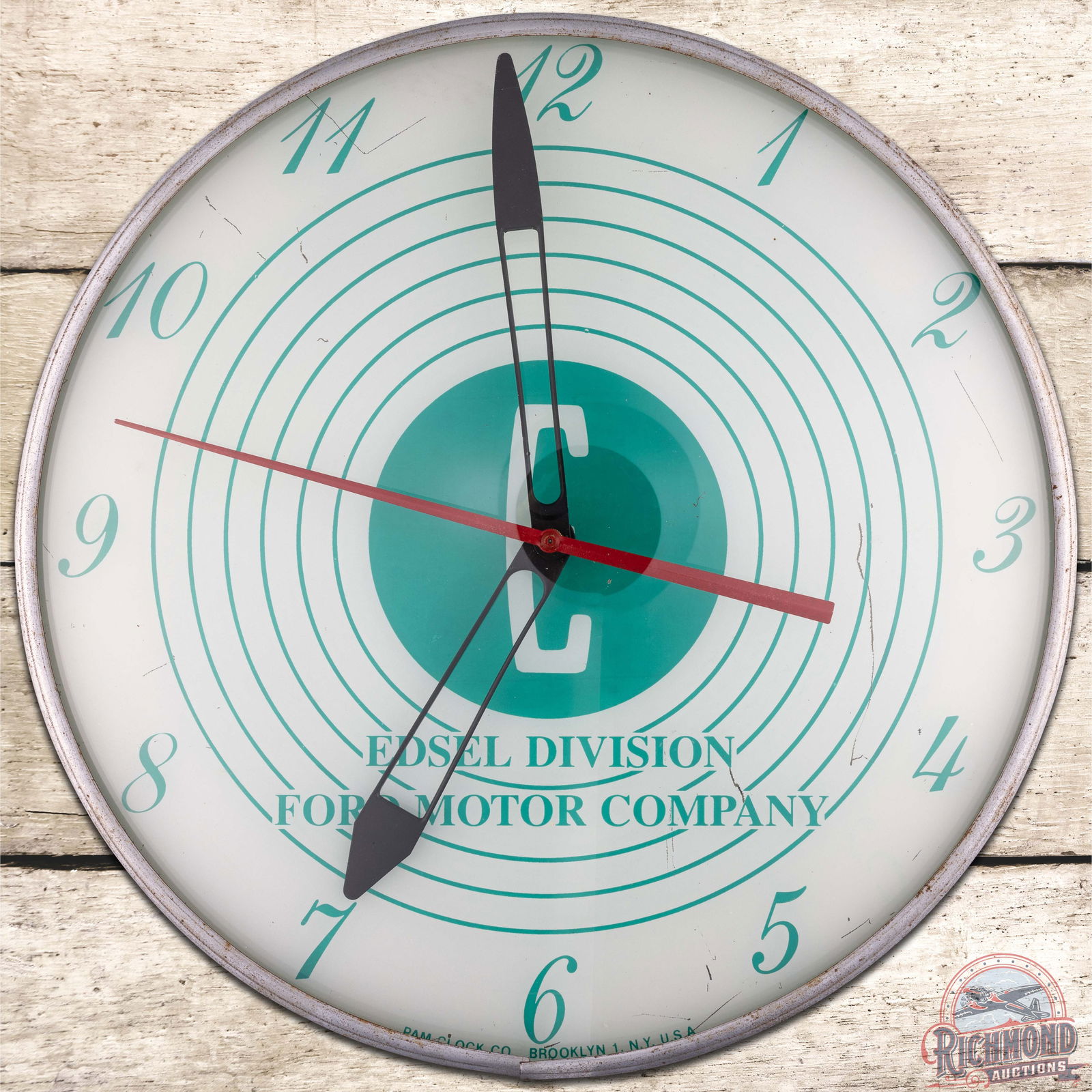 Rare Edsel Division Ford Motor Company 15" Pam Lighted Advertising Clock Auction