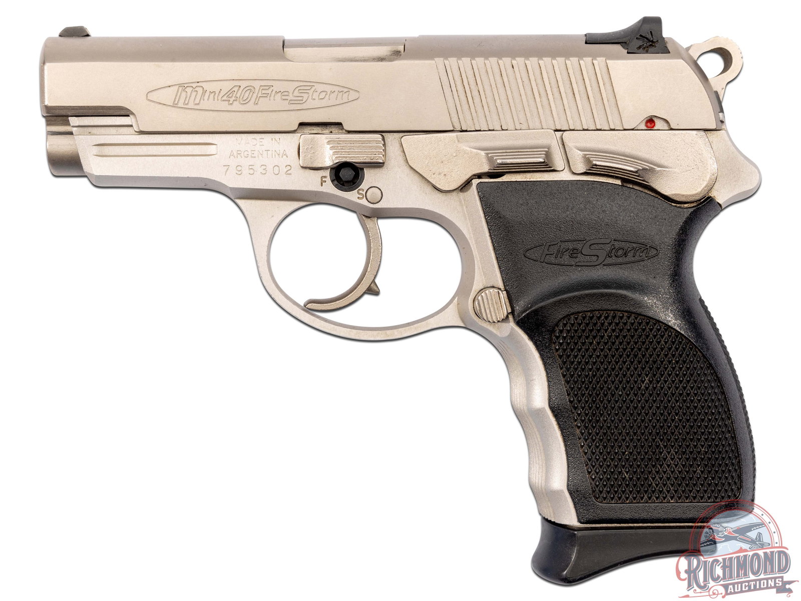 Bersa SA Mini .40 S&W Fire Storm Semi-Automatic Pistol: Manufactured in the early 2000's by Bersa Argentina and imported by RSA Enterprises in Ocean, NJ. Features a 3.5" barrel chambered for 40 S&W cartridges. Double / Single action with ambidextrous DE co