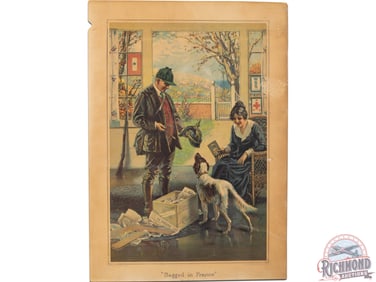 1918 Hercules Powder Co. "Bagged In France" Cardboard Display Sign