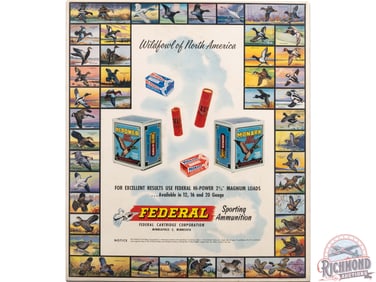 Federal Sporting Ammunition "Wildfowl of North America" Cardboard Shot Shell Display Sign