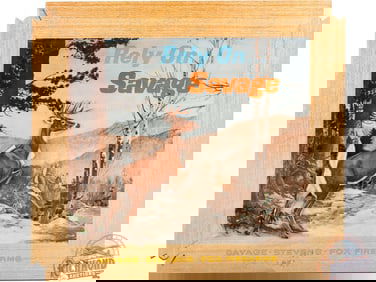 Savage Stevens & Fox "Rely On? Savage" Cardboard Display Sign White-Tailed Deer