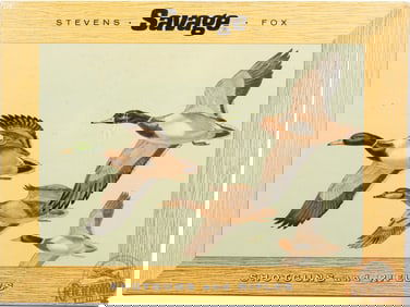 Savage Stevens & Fox Cardboard Shotguns And Rifles Display Mallard Ducks