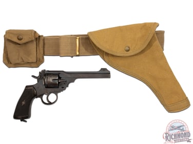 Webley & Scott Mark VI .455 Webley Top Break Revolver w/ Canvas Belt & Holster