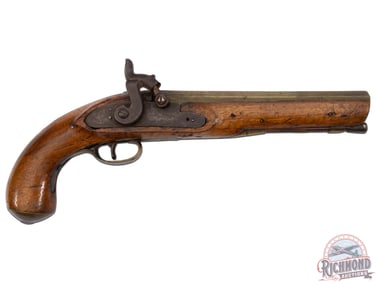 Belgian Proof Percussion 75 Caliber Pistol with Brass Barrel