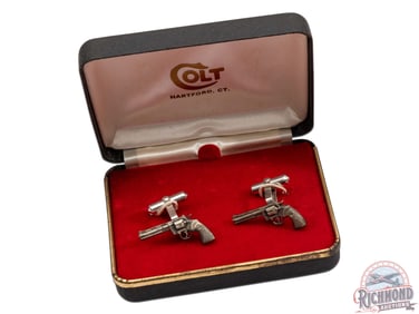 Two Vintage Sets Colt Python 357 Revolver Cufflinks Gold & Silver Plated