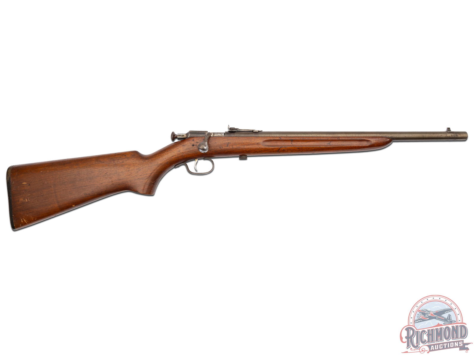 Winchester Model 68 .22 Short / Long / LR Single Shot Bolt Action Rifle for Parts: This model 68 features a 17" barrel with front blade sight and rear adjustable peep sight. Straight grain walnut wood stock with finger grooved forearm and fitted a factory Winchester Butt plate. Bolt