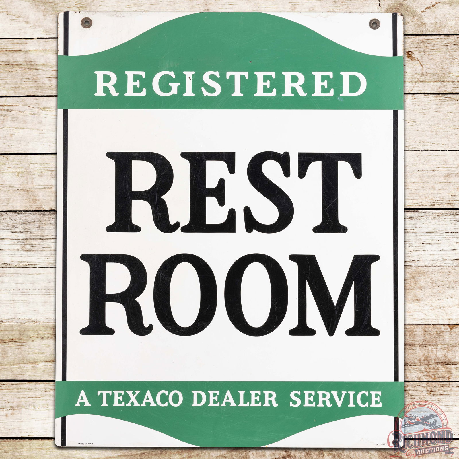 1965 Texaco Dealer Service Registered Rest Room DS Tin Sign (1 of 3)
