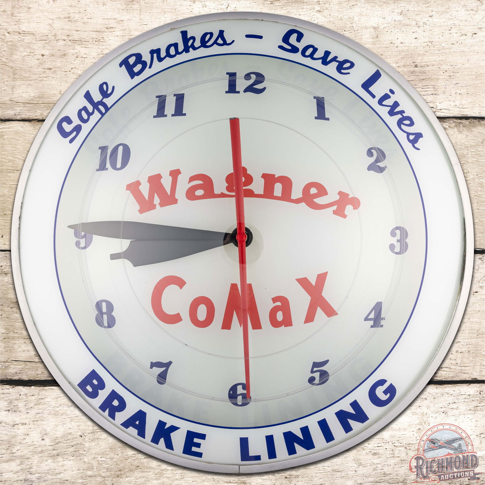 Wagner CoMax Safe Brakes Save Lives 15" Double Bubble Advertising Clock (1 of 4)