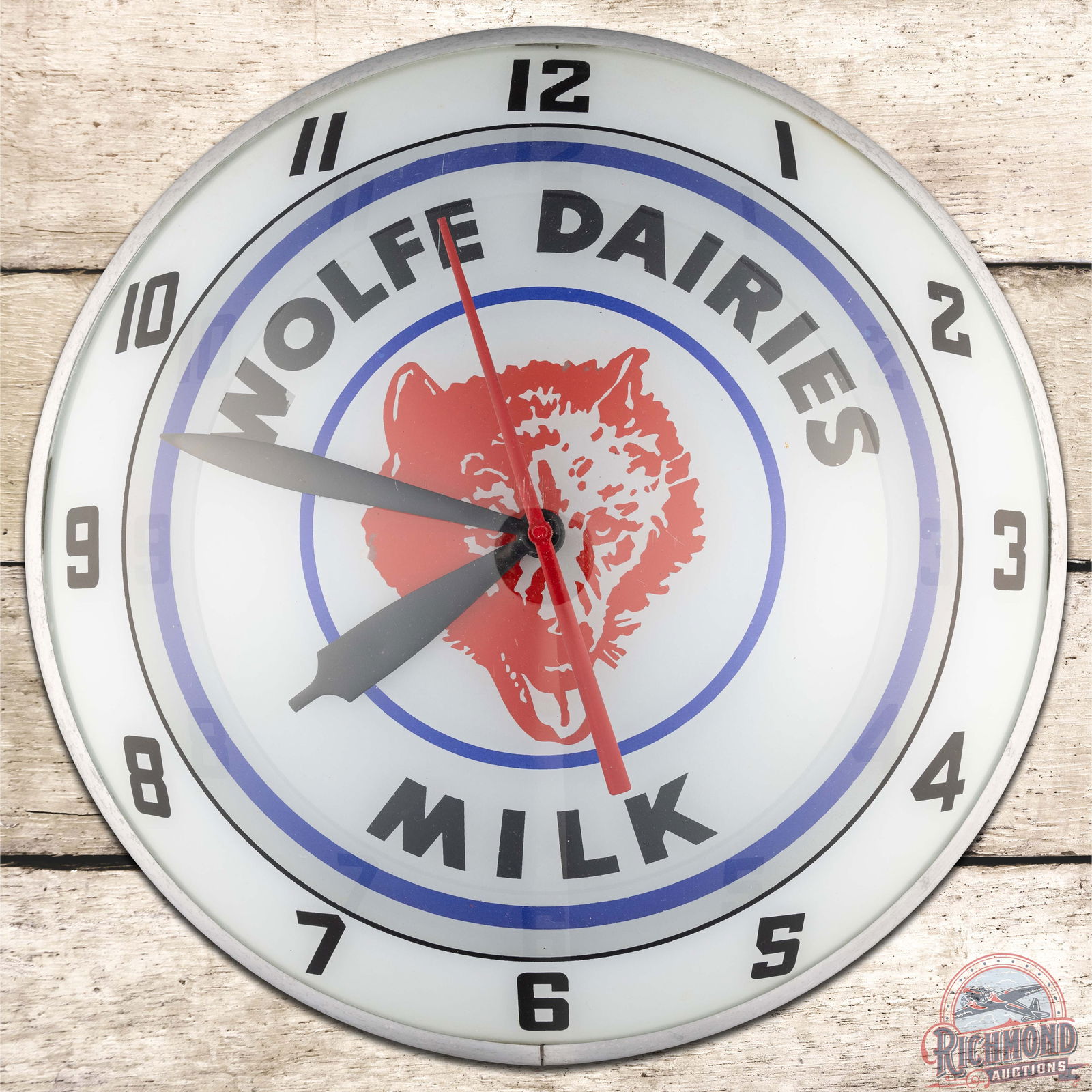 Wolfe Dairies Milk 15" Double Bubble Advertising Clock (1 of 4)