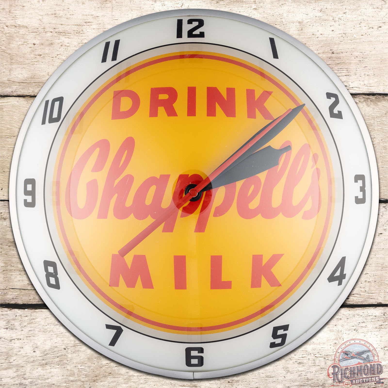 Drink Chappell's Milk 15" Double Bubble Advertising Clock (1 of 4)
