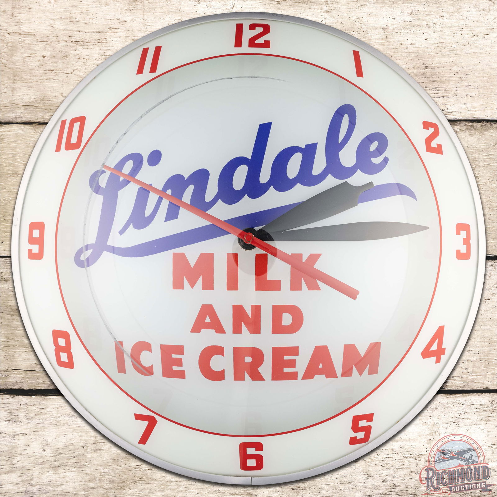 Lindale Milk and Ice Cream 15" Double Bubble Advertising Clock (1 of 4)