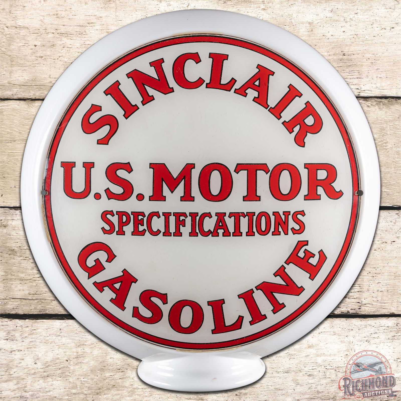 Sinclair U.S. Motor Gasoline 13.5" Complete Gas Pump Milk Glass Globe (1 of 4)