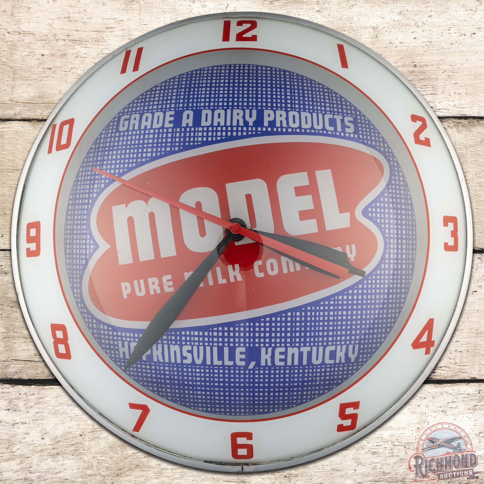 Model Pure Milk Company 15" Double Bubble Advertising Clock Hopkinsville KY (1 of 4)