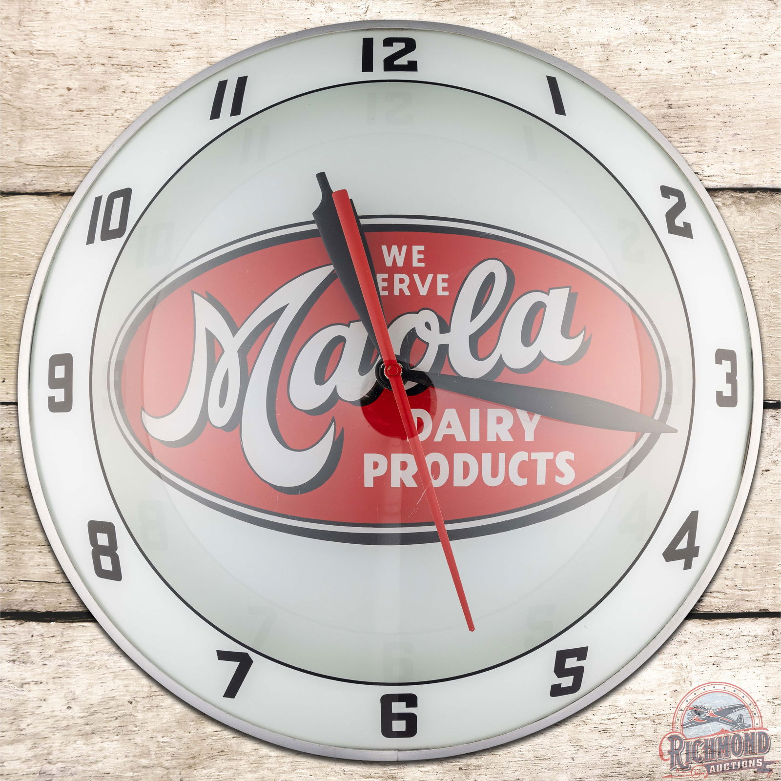 Maola Dairy 15" Double Bubble Advertising Clock (1 of 4)