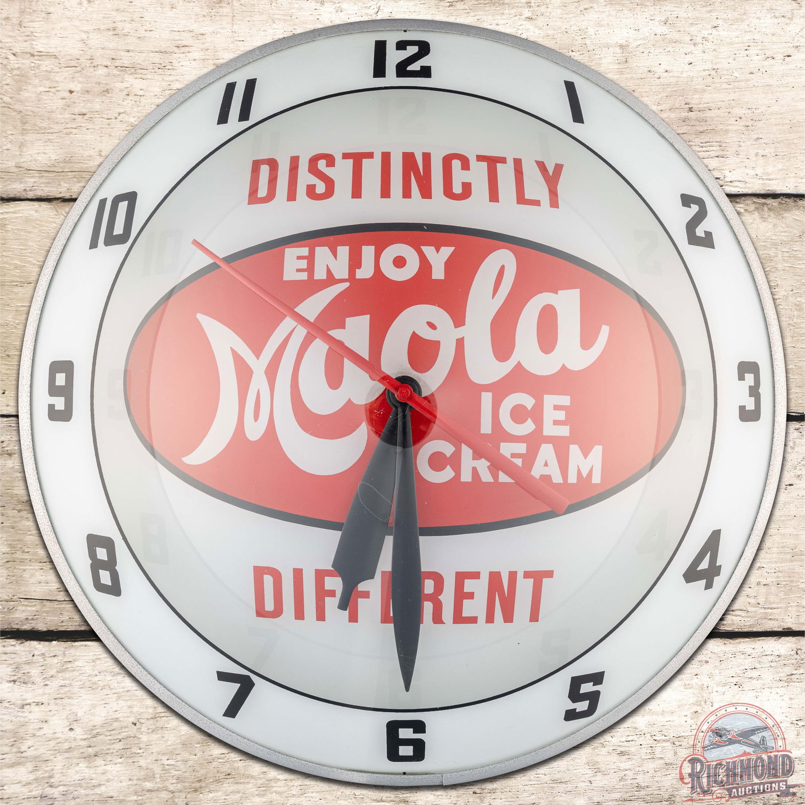 Enjoy Maola Ice Cream "Distinctly Different" 15" Double Bubble Advertising Clock (1 of 4)