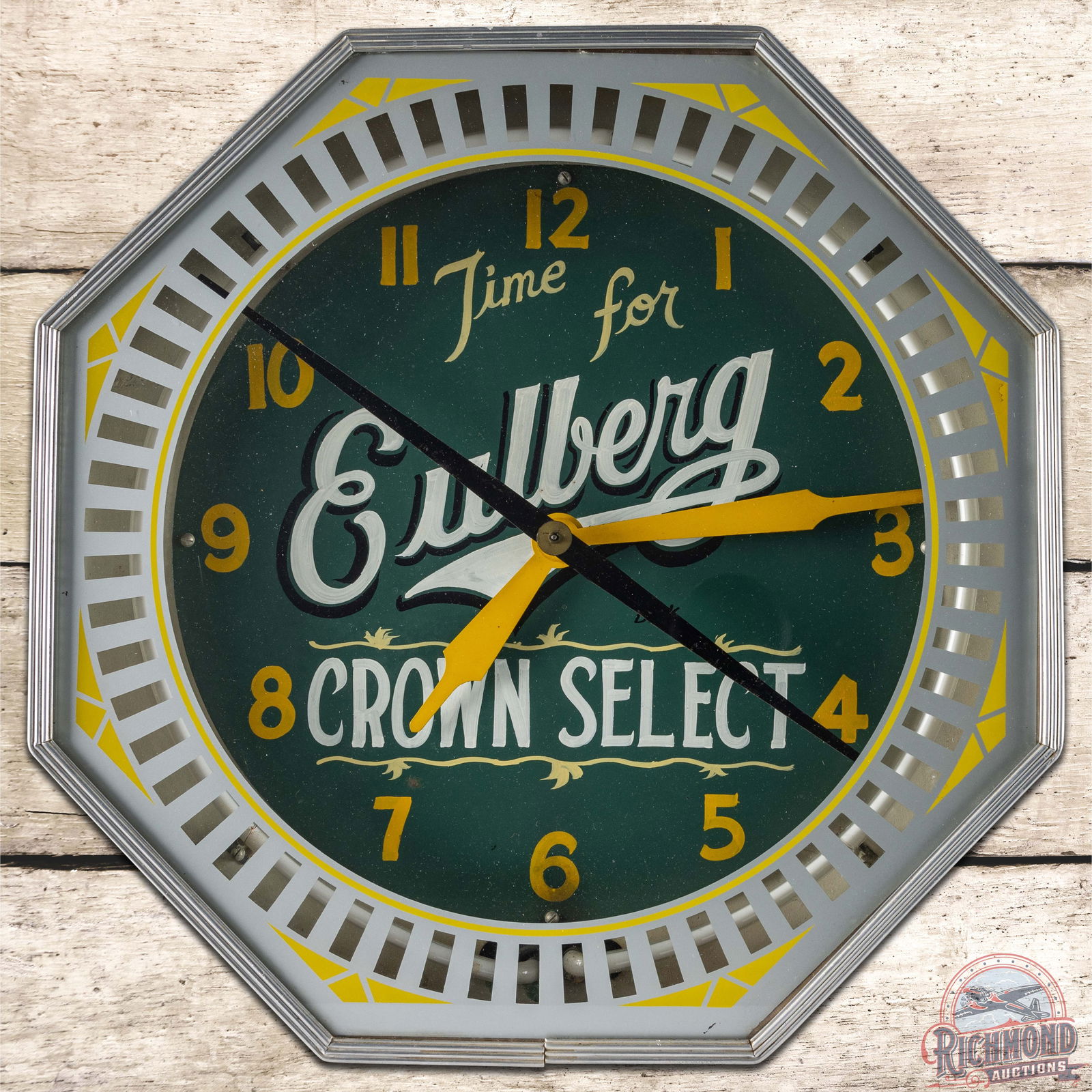 Time for Eulberg Crown Select Beer Octagon Neon Advertising Clock (1 of 4)