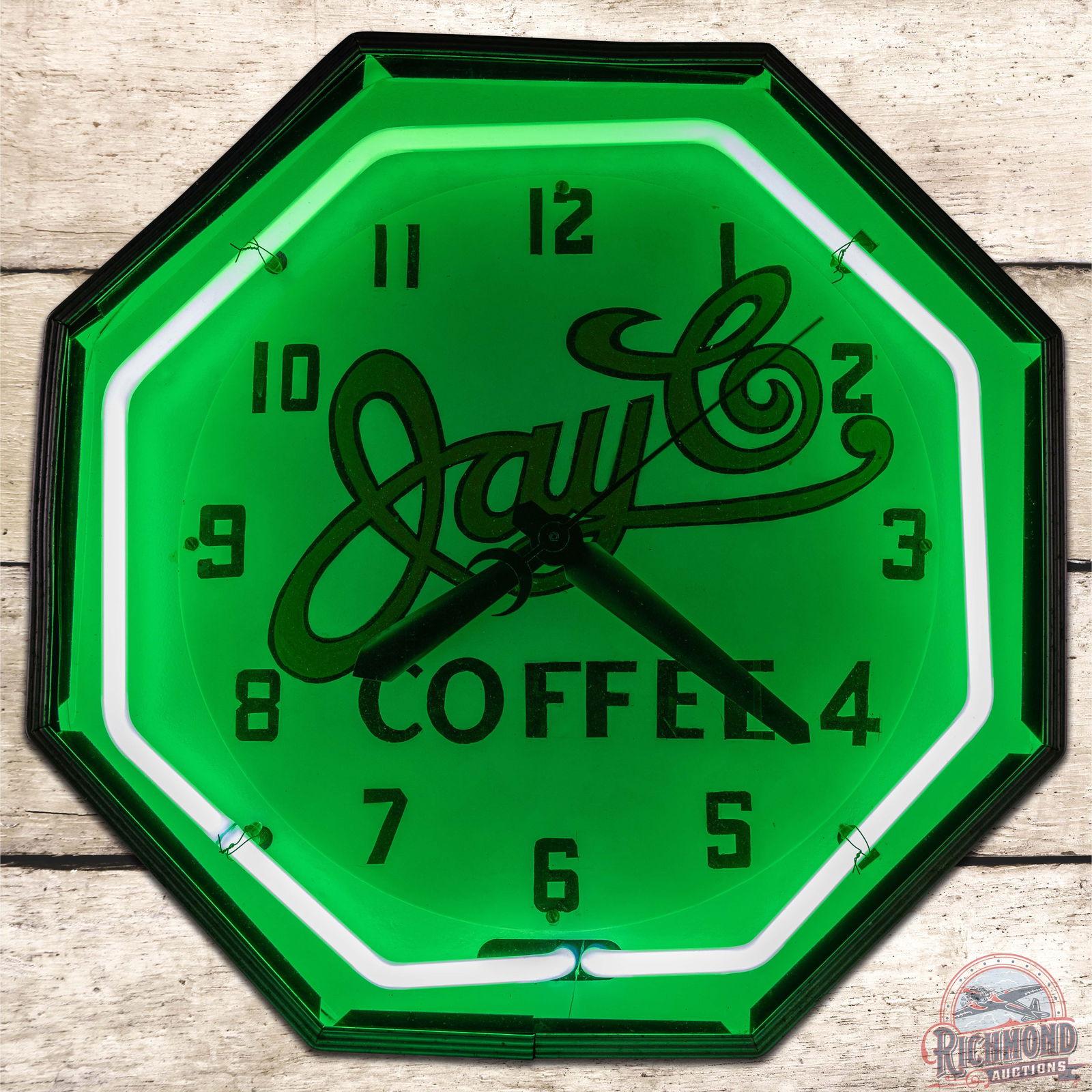 Jay Co. Coffee Neon Products Octagon Neon Advertising Clock (1 of 4)